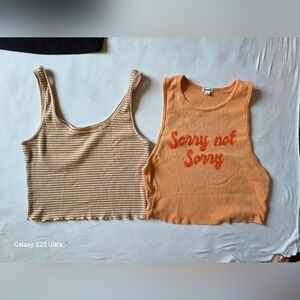 Garage Tan and Orange Tank Tops